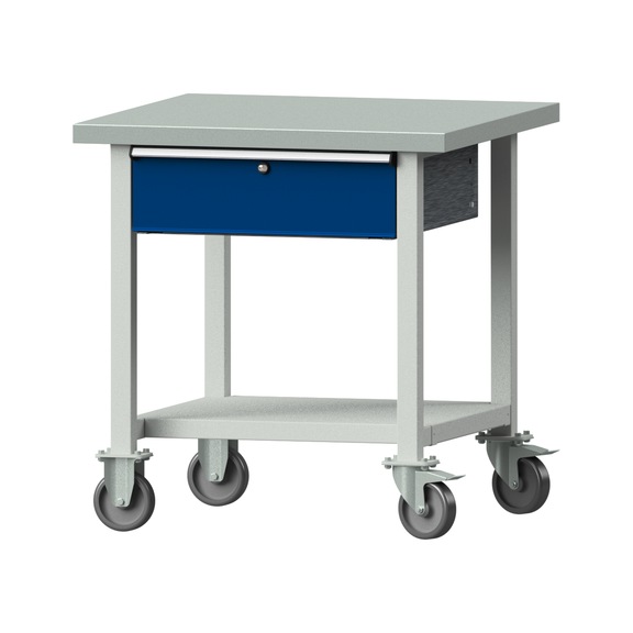 Work table, model 123, ZBP 40 mm, RAL 7035/RAL 5010, 840 x 800 x 800 mm - Working table 800 mm movable