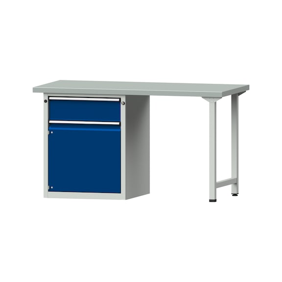 Combination workbench V/T-BL1500/2000 mm Model 801 ZBP 40 mm RAL 7035/5010, 840x1500x700 - Combination workbench 1500 mm models 801 V - 808 VH
