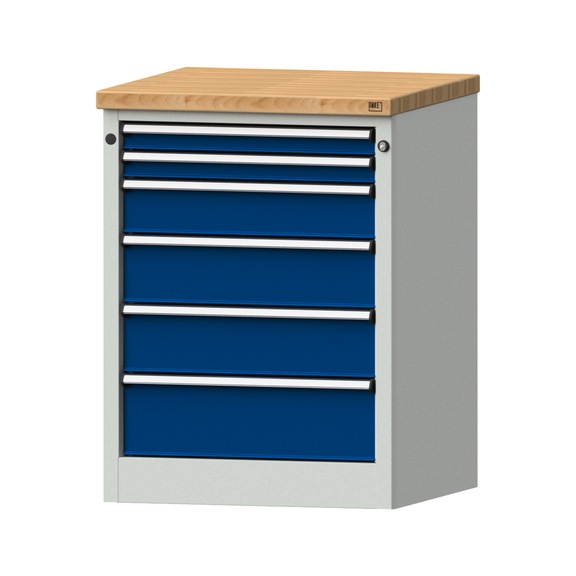 Side cabinet BL, model 105, BMP 40 mm, RAL 7035/RAL 5010, height 890 mm - Workshop cupboard