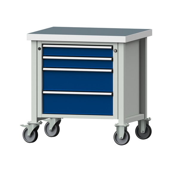 Box workbench V/T-BL 800 mm, model 21, UBP 50 mm, RAL 7035/5010, 850x800x700 - Cabinet workbench 1 block