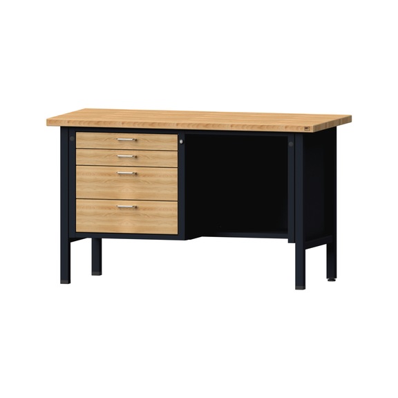 Box workbench V/T-BL 1500 mm, model 334, BMP 40 mm, RAL 7016, 890x1500x700 mm - Cabinet workbench 2 blocks models 216 - 409