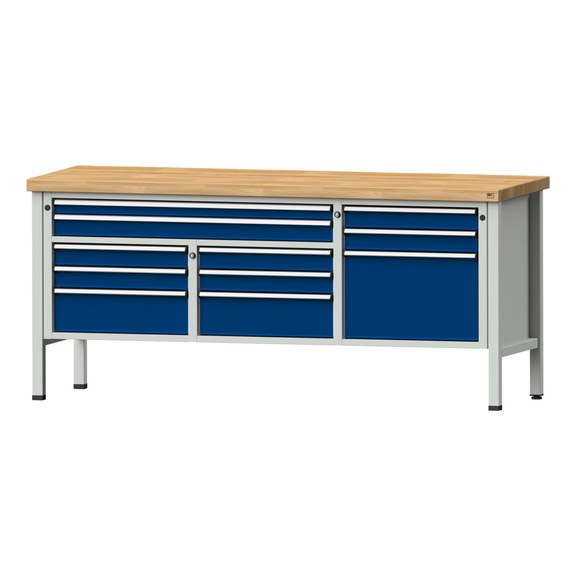 Kastenwerkbank 2000 4-teilig Gehäuse Modell 283 BMP 50mm 7035/5010, 900x2000x700 - Kastenwerkbank V - BL 3 Blöcke 2000 4-teilig