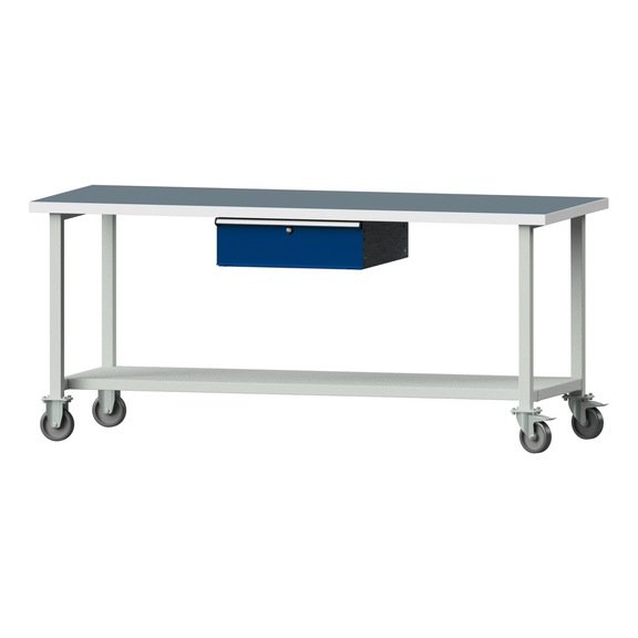 Work table, model 183, UBP 40 mm, RAL 7035/RAL 5010, 890 x 2000 x 800 mm - Working table 2000 mm movable