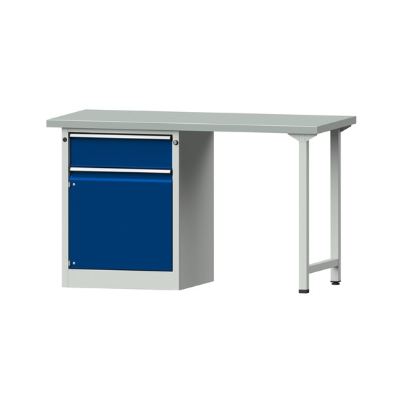 Combination workbench V/T-BL1500/2000 mm Model 801 ZBP 40 mm RAL 7035/5010, 890 x 1500 x 700 - Combination workbench 1500 mm models 801 V - 808 VH
