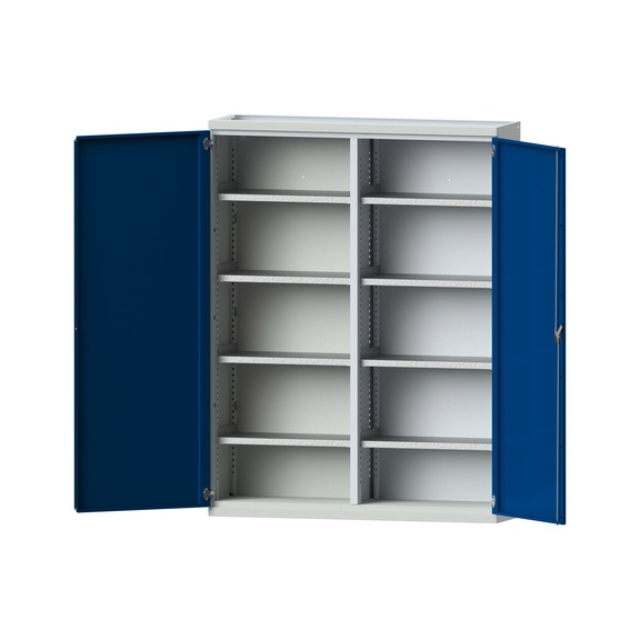 Heavy-duty cabinet T400mm - H1950mm, model 401, RAL 7035/RAL 5010, 620.009.0015 - Workshop cupboard