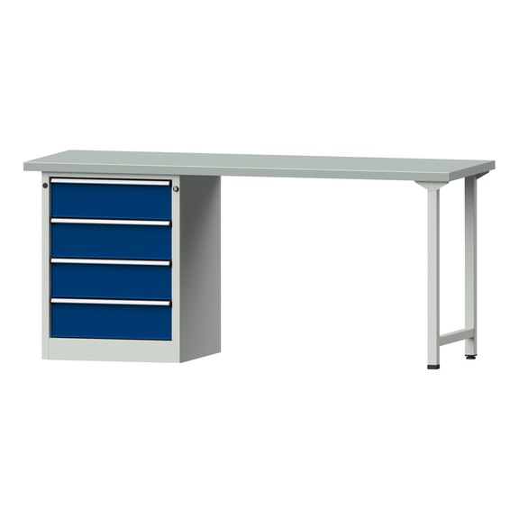 Combination workbench V/T-BL1500/2000 mm Model 828 ZBP 40 mm RAL 7035/5010, 890 x 2000 x 700 - Combination workbench 2000 mm models 821 VH - 850 VH