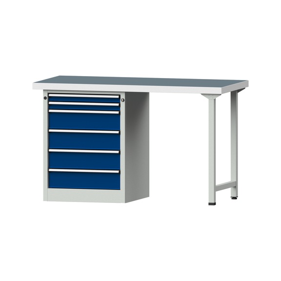 Kombiwerkbank V/T-BL1500/2000 mm Modell 811 UBP 50mm RAL 7035/5010, 900x1500x700 - Kombiwerkbank V - BL 1500 mm Modelle 809 V - 816 V