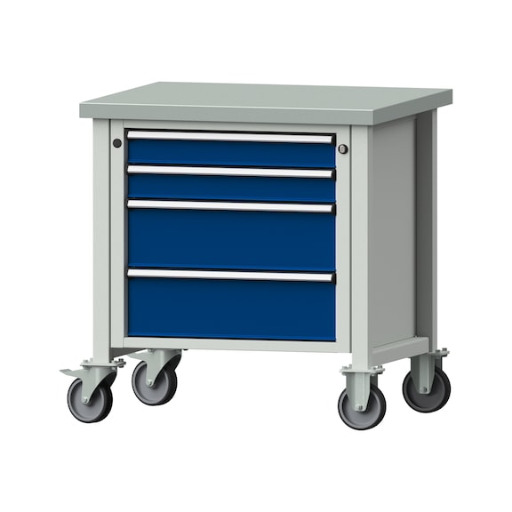 Box workbench V/T-BL 800 mm, model 21, ZBP 40 mm, RAL 7035/5010, 840x800x700 - Cabinet workbench 1 block