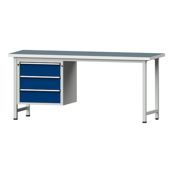 Combination workbench V/T-BL1500/2000 mm Model 726 UBP 40 mm RAL 7035/5010, 890 x 2000 x 700 - Combination workbench 2000 mm models 521 V - 726 V