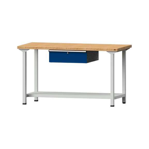 Work table, model 53, BMP 40 mm, RAL 7035/RAL 5010, 840 x 1500 x 700 mm - Working table 1500 mm static