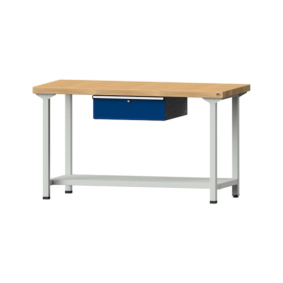 Work table, model 53, BMP 50 mm, RAL 7035/RAL 5010, 850 x 1500 x 700 mm - Working table 1500 mm static