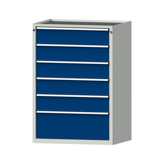 Drawer cabinet V910 model 4003 Storage tray RAL 7035/5010 Height 1280 mm, 100 kg - Cupboard with drawers (storage equipment, workshop)