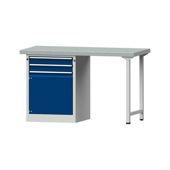 Combination workbench V/T-BL1500/2000 mm Model 802 ZBP 50 mm RAL 7035/5010, 900 x 1500 x 700 - Combination workbench 1500 mm models 801 V - 808 VH