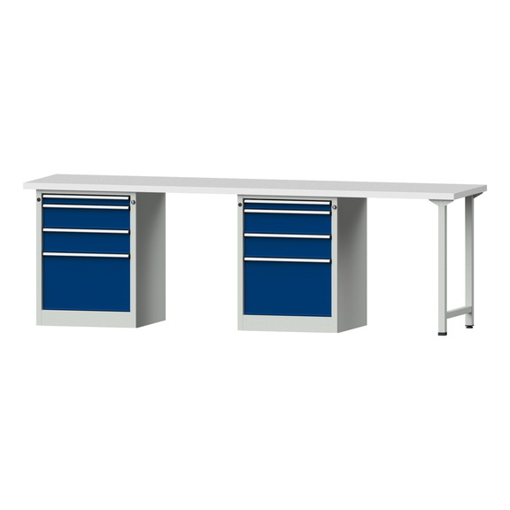 Combination workbench V/T-BL2800 mm, model 906, KSP 40 mm, RAL 7035/5010, 890x2800x700 - Combination workbench 2800 mm models 906 V - 916 V