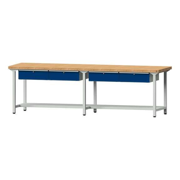 Work table, model 195, BMP 50 mm, RAL 7035/RAL 5010, 850 x 2800 x 800 mm - Working table 2800 mm static
