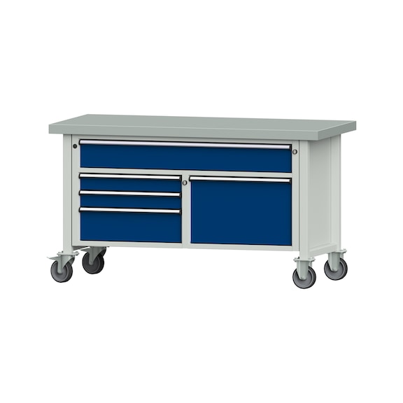 Kastenwerkbank 1500 3-teilig Gehäuse Modell 256 ZBP 50 mm 7035/5010 850x1500x700 - Kastenwerkbank V - BL 2 Blöcke 1500 3-teilig