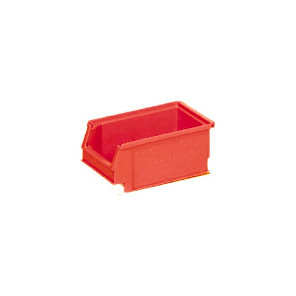 SB 5 red open-fronted storage bin - Clear stock box (workshop)