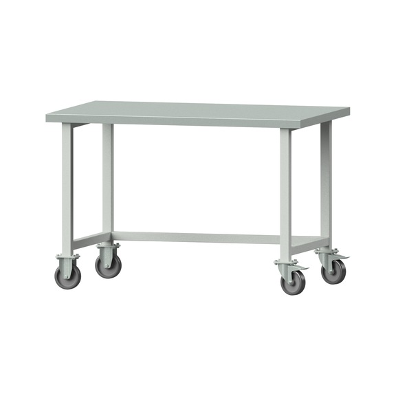Arbeitstisch, Modell 140, ZBP 40 mm, RAL 7035, 840 x 1270 x 800 mm - Arbeitstisch 1270 mm fahrbar