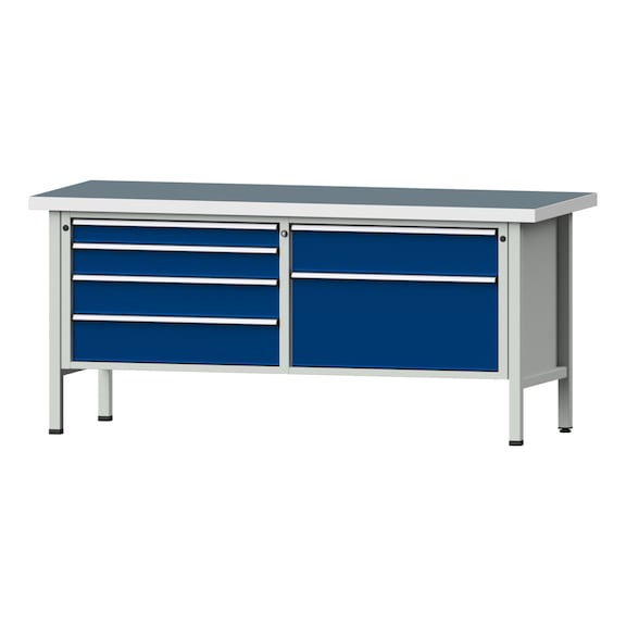 Kastenwerkbank VX 2000 mm, Modell 237, UBP 50 mm, RAL 7035/5010, 900x2000x800 mm - Kastenwerkbank V - X 2000 mm 2 Blöcke