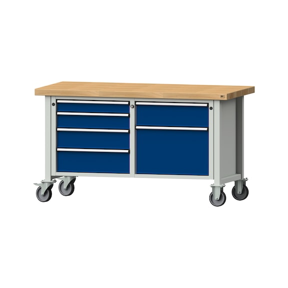 Box workbench V/T-BL 1500 mm, model 237 BMP 50 mm, RAL 7035/5010, 850x1500x700 - Cabinet workbench 2 blocks models 216 - 409