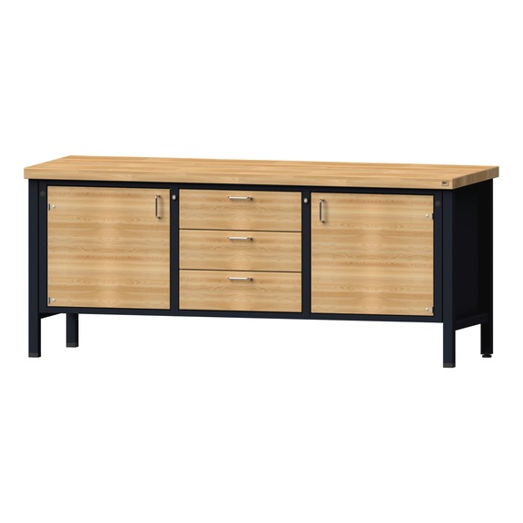 Kastenwerkbank V/T-BL 2000 mm, Modell 122, BMP 50 mm, RAL 7016, 850x2000x700 mm - Kastenwerkbank V - BL 3 Blöcke Modelle 120 - 127