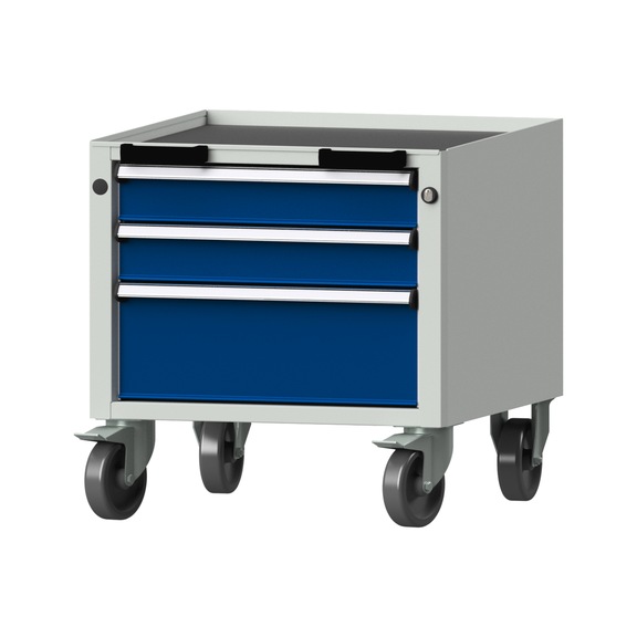 Roll container V/T - KS, model 17, storage tray, RAL 7035/RAL 5010, height 570 mm - Workshop trolley