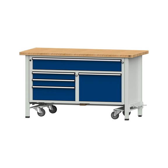 Box workbench 1500 3-part housing model 256 BMP 40 mm 7035/5010 840x1500x700 - Cabinet workbench 2 blocks 1500 3-piece