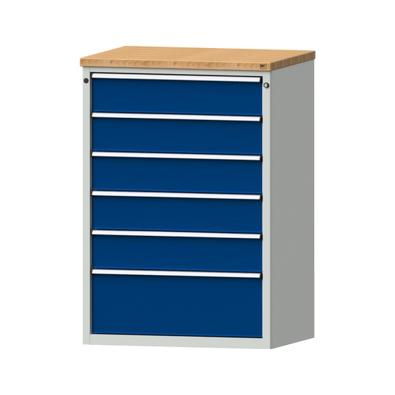 Drawer cabinet V910, model 4003, BMP 40 mm, RAL 7035/5010, height 1320 mm, 200 kg - Cupboard with drawers (storage equipment, workshop)