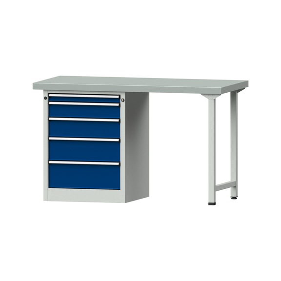 Combination workbench V/T-BL1500/2000 mm Model 809 ZBP 50 mm RAL 7035/5010, 900 x 1500 x 700 - Combination workbench 1500 mm models 809 V - 816 V