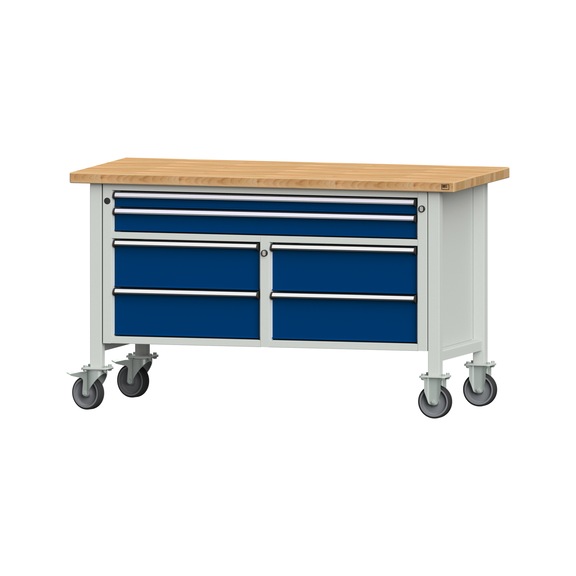 Box workbench 1500 3-part housing model 255 BMP 40 mm 7035/5010 890x1500x700 - Cabinet workbench 2 blocks 1500 3-piece