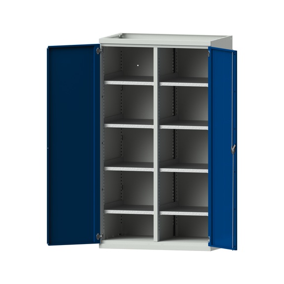 Heavy-duty cabinet W690 mm - H1950 mm, model 201, RAL 7035/RAL 5010, 620.014.0016 - Workshop cupboard