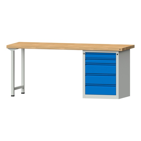 Combination workbench E 1500/2000 mm, model 826, BMP 50 mm, RAL 7035/RAL 5012 - Combination workbench E 2000 mm