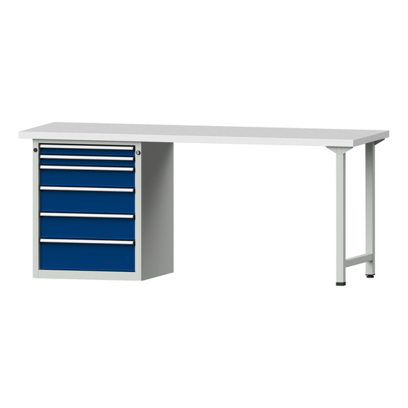 Combination workbench V/T-BL1500/2000 mm Model 832 KSP 40 mm RAL 7035/5010, 840 x 2000 x 700 - Combination workbench 2000 mm models 821 VH - 850 VH