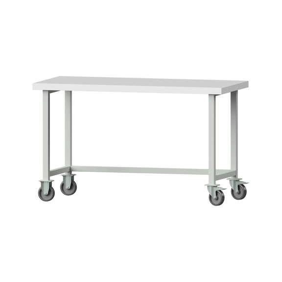 Arbeitstisch, Modell 60, KSP 50 mm, RAL 7035, 900 x 1500 x 700 mm - Arbeitstisch 1500 mm fahrbar