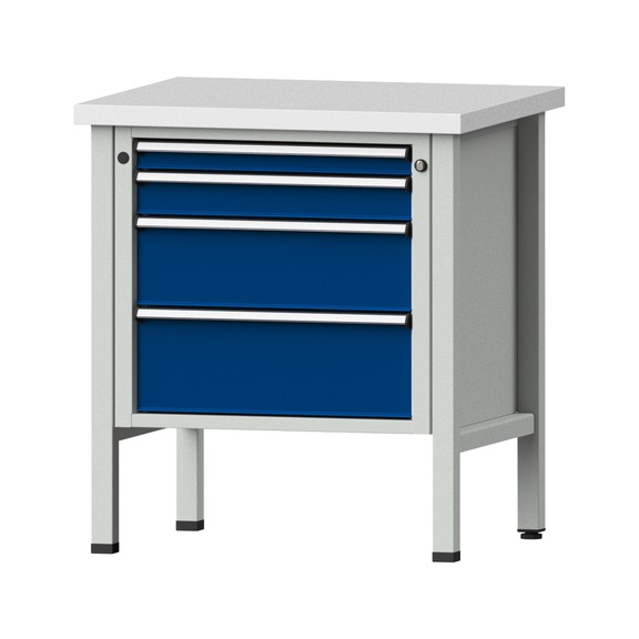 Box workbench V/T-BL 800 mm, model 19, KSP 40 mm, RAL 7035/5010, 890x800x700 - Cabinet workbench 1 block