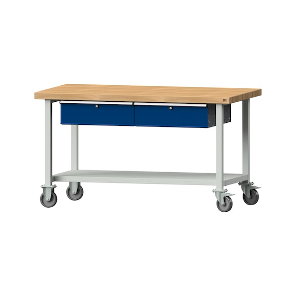 Work table, model 165, BMP 50 mm, RAL 7035/RAL 5010, 850 x 1500 x 800 mm - Working table 1500 mm movable