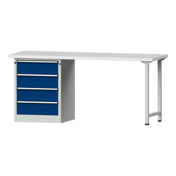 Combination workbench V/T-BL1500/2000 mm Model 828 KSP 40 mm RAL 7035/5010, 890 x 2000 x 700 - Combination workbench 2000 mm models 821 VH - 850 VH