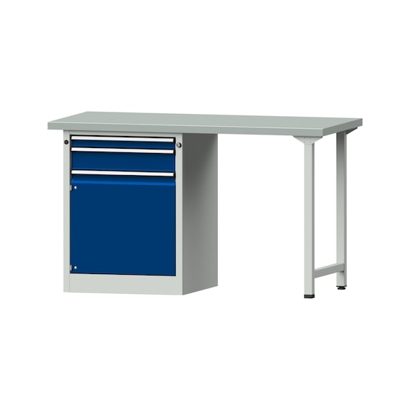 Kombiwerkbank V/T-BL1500/2000 mm Modell 804 ZBP 40mm RAL 7035/5010, 890x1500x700 - Kombiwerkbank V - BL 1500 mm Modelle 801 V - 808 VH