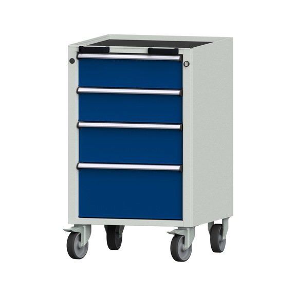 Roll container V/T - KS, model 73, storage tray, RAL 7035/RAL 5010, height 930 mm - Workshop trolley
