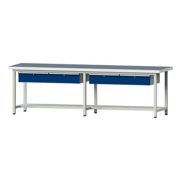 Work table, model 195, UBP 50 mm, RAL 7035/RAL 5010, 850 x 2800 x 800 mm - Working table 2800 mm static