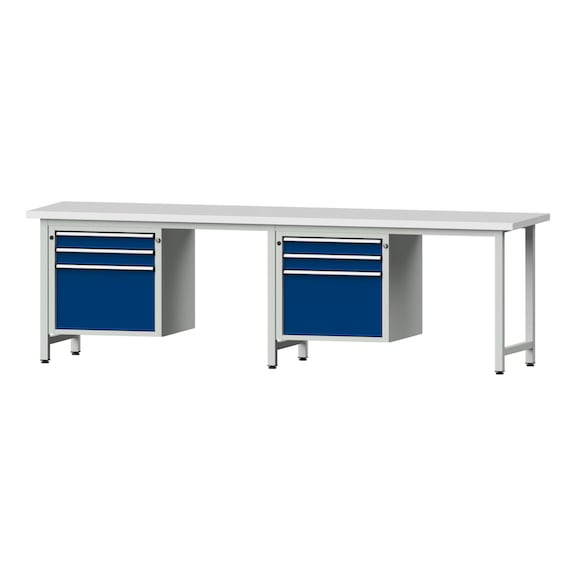 Combination workbench V/T-BL2800 mm, model 732, KSP 40 mm, RAL 7035/5010, 840x2800x700 - Combination workbench 2800 mm models 531 V - 733 V