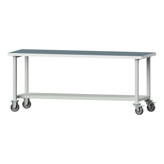 Arbeitstisch, Modell 81, UBP 40 mm, RAL 7035, 840 x 2000 x 700 mm - Arbeitstisch 2000 mm fahrbar