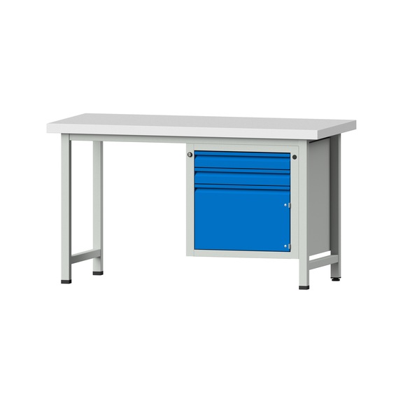 Combination workbench E 1500/2000 mm - 1UB, model 702, KSP 50 mm, RAL 7035/RAL 5012 - Combination workbench E 1500 mm