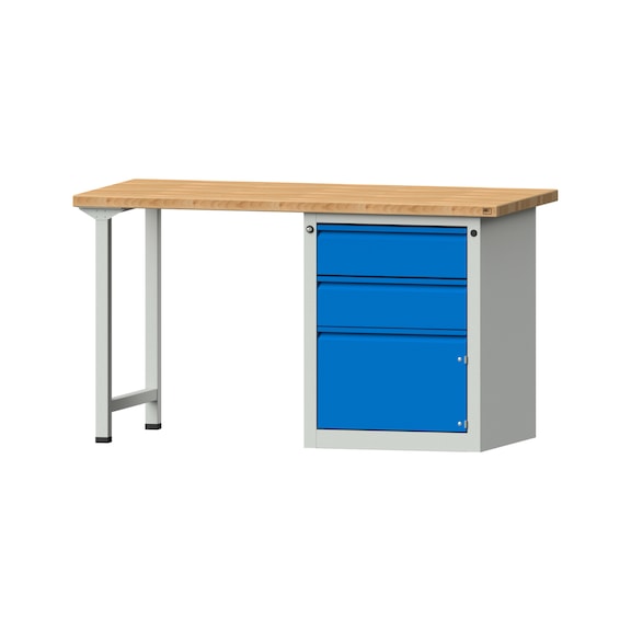 Combination workbench E 1500/2000 mm, model 803, BMP 40 mm, RAL 7035/RAL 5012 - Combination workbench E 1500 mm