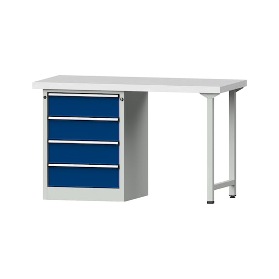 Combination workbench V/T-BL1500/2000 mm Model 808 KSP 50 mm RAL 7035/5010, 900 x 1500 x 700 - Combination workbench 1500 mm models 801 V - 808 VH