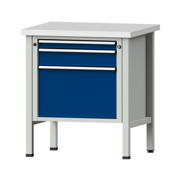 Box workbench V/T-BL 800 mm, model 57, KSP 40 mm, RAL 7035/5010, 890x800x700 - Cabinet workbench 1 block