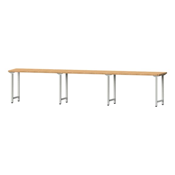 Arbeitstisch, Modell 100, BMP 40 mm, RAL 7035, 840 x 4050 x 700 mm - Arbeitstisch 4500 mm statisch