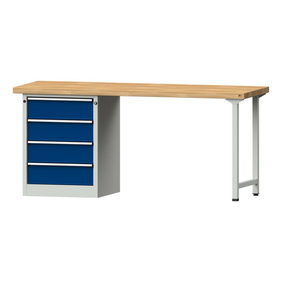 Combination workbench V/T-BL1500/2000 mm Model 828 BMP 50 mm RAL 7035/5010, 900 x 2000 x 700 - Combination workbench 2000 mm models 821 VH - 850 VH