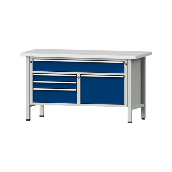 Box workbench 1500 3-piece housing model 256 KSP 40 mm 7035/5010 840x1500x700 - Cabinet workbench 2 blocks 1500 3-piece