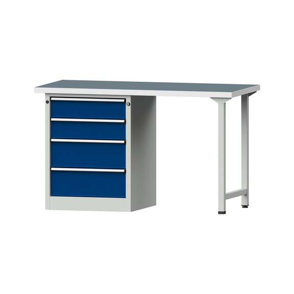 Combination workbench V/T-BL1500/2000 mm Model 816 UBP 40 mm RAL 7035/5010, 890 x 1500 x 700 - Combination workbench 1500 mm models 809 V - 816 V